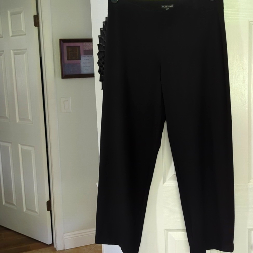 Eileen Fisher Black Pullon Stretch Straight Leg Medium Pants